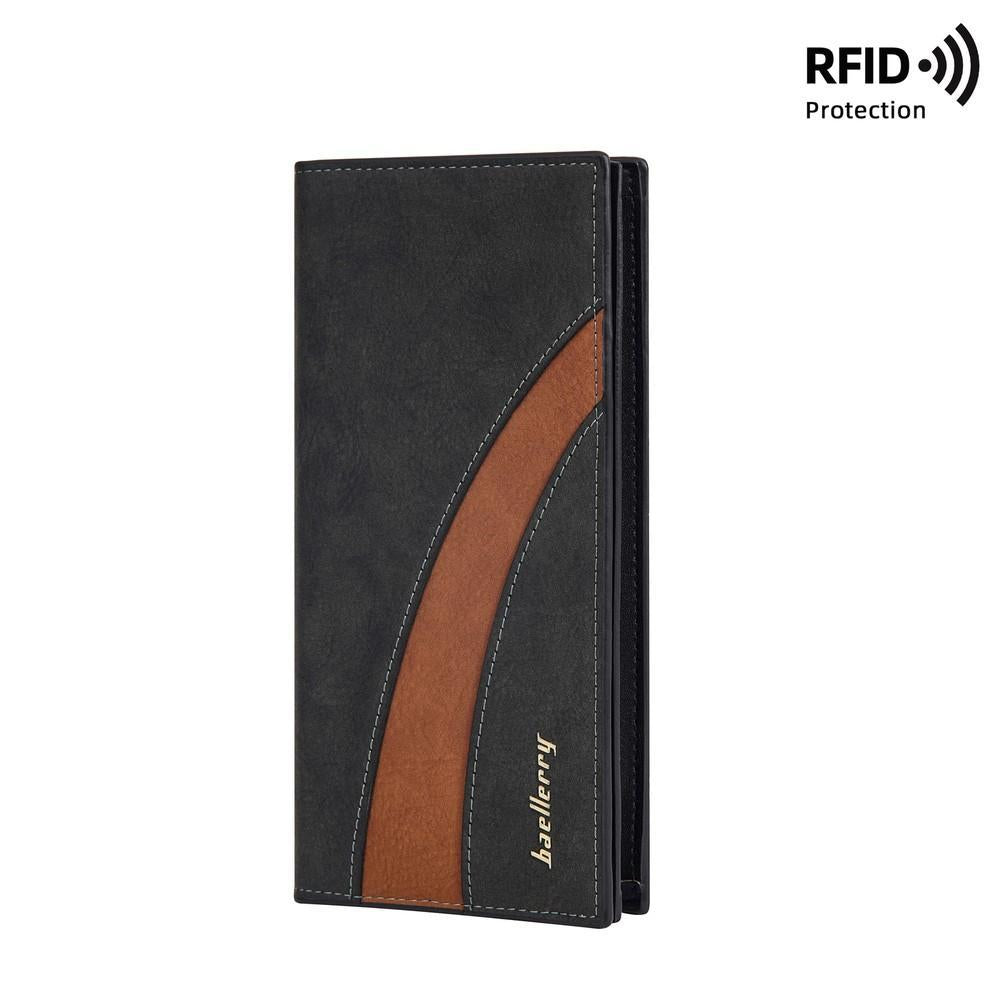 RFID Mens Long Bifold Wallet Leather Multi-Card Cash Phone Holder Purse Wallet