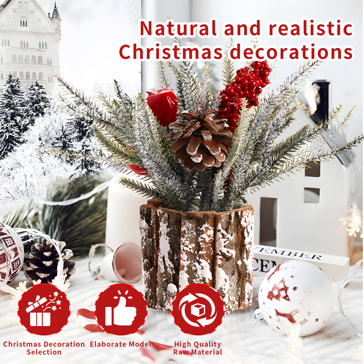 Table Christmas Tree Table Top Décor Mini Artificial Xmas Tree for Christmas Party Supplies Home Décor Apple