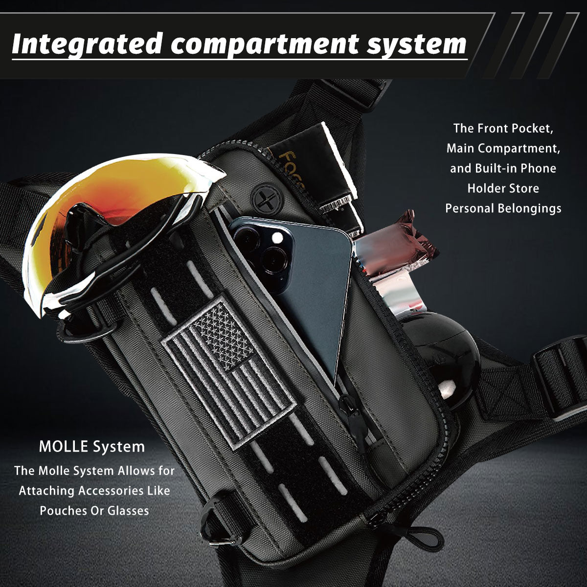 Sports Chest Bag for Men Water Resistant Lightweight Front Running Vest Bag With Phone Holder & Extra Storage for Workouts Cycling Black