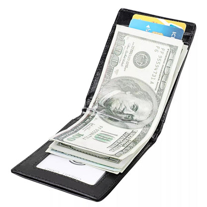 RFID Men's Leather Slim Bifold Money Clip Wallet Front Pocket Credit Card Holder