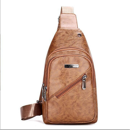 Mens Sling Bag Crocodile PU Shoulder Crossbody Chest Bag Satchels Hiking Daypack