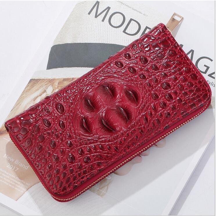 Men Women Crocodile Embossed Clutch Zip Long Wallet Phone Checkbook Organizer
