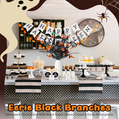 Halloween Artificial Pumpkin and Maple Leaf Floral Stems 6 Pack 19.5 Inch for Indoor Party Vase Arrangements