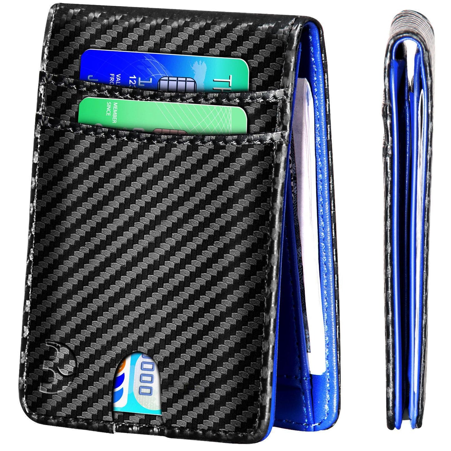 RFID Blocking CARBON FIBER Mens Wallet Purse Slim ID Credit Card Holder Billfold