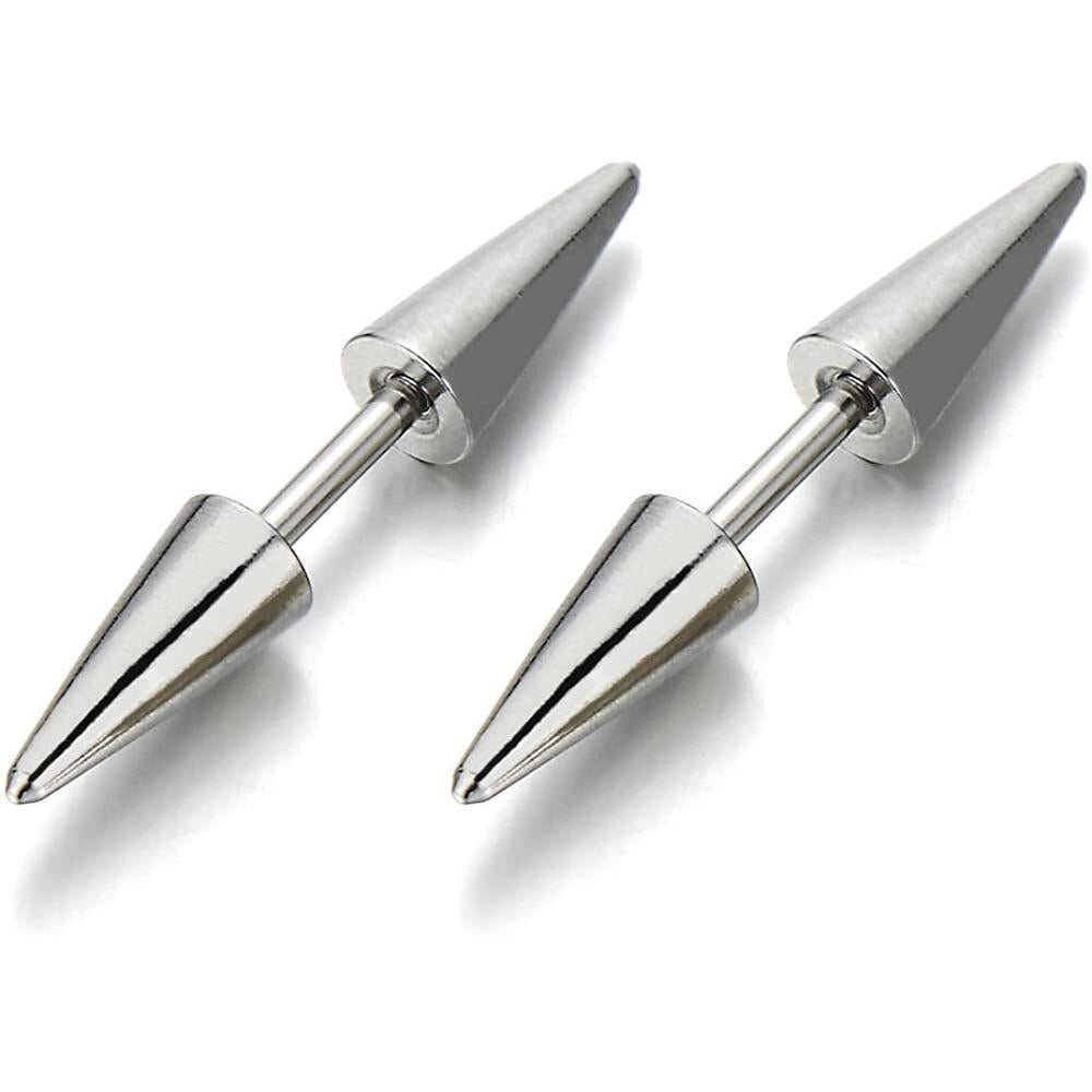 1Pair Mens Fashion Stainless Steel Punk Earrings Rivet Spike Ear Studs Earring
