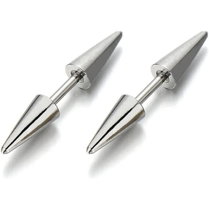 1Pair Mens Fashion Stainless Steel Punk Earrings Rivet Spike Ear Studs Earring