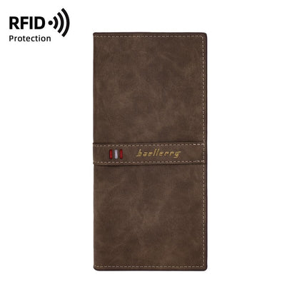 RFID Blocking Men's Bifold Leather Card Holder Purse Suit Long Wallet Checkbook
