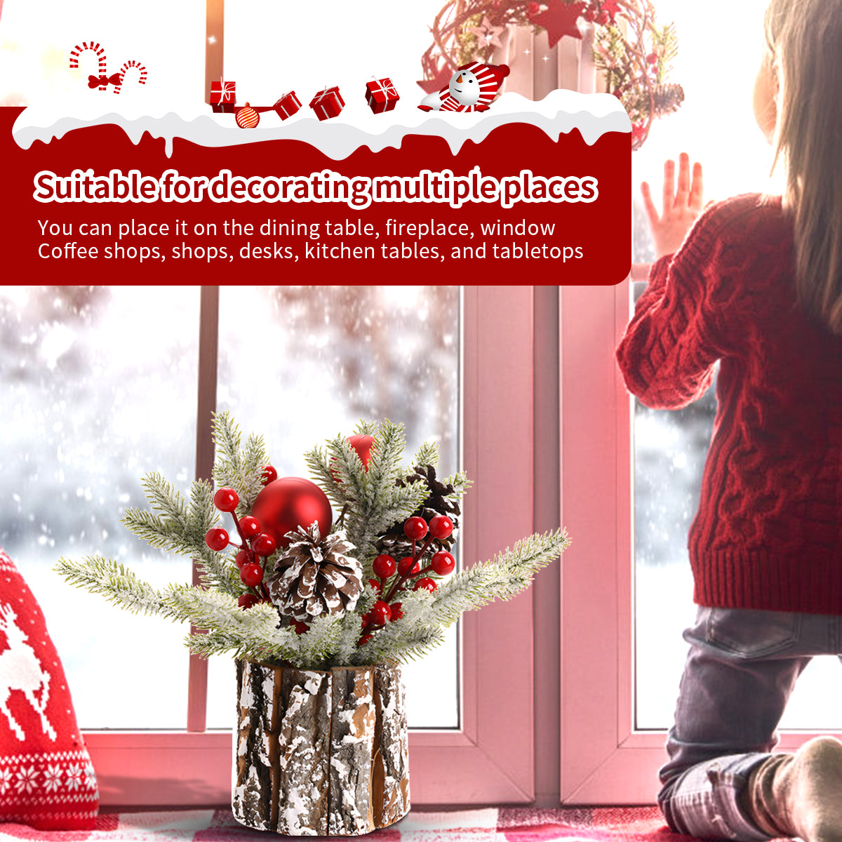 Table Christmas Tree Table Top Décor Mini Artificial Xmas Tree for Christmas Party Supplies Home Décor Ball