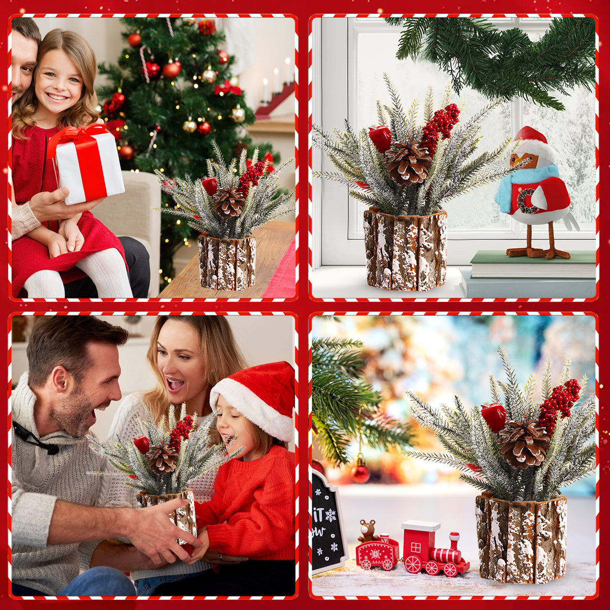 Table Christmas Tree Table Top Décor Mini Artificial Xmas Tree for Christmas Party Supplies Home Décor Apple