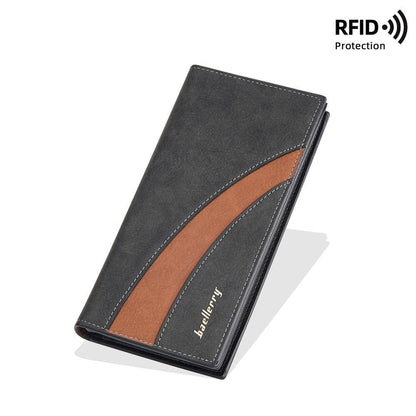 RFID Mens Long Bifold Wallet Leather Multi-Card Cash Phone Holder Purse Wallet