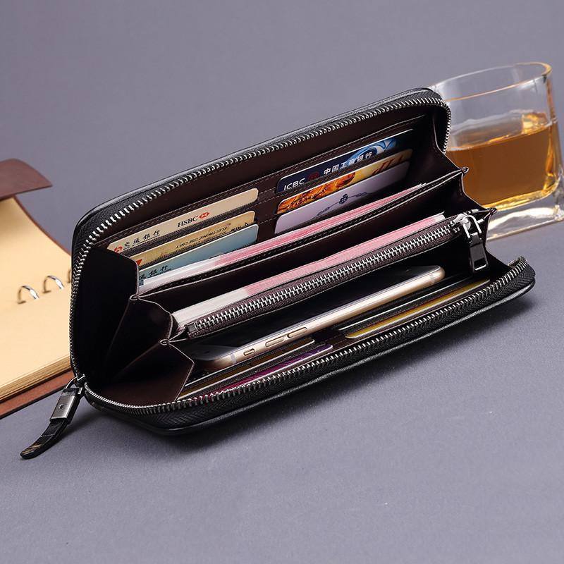 Men Women Crocodile Embossed Clutch Zip Long Wallet Phone Checkbook Organizer