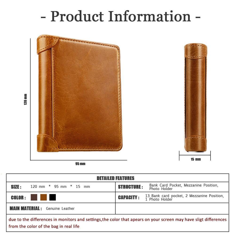 Men's Wallet Leather Credit Card Holder RFID Blocking Trifold Slim Front Pocket