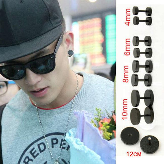 1Pair/2PCS Men Women Black Stud Earrings Stainless Steel Earrings Jewelries