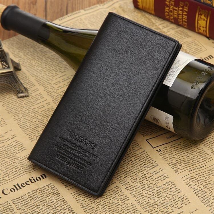 RFID Blocking Men's Bifold Leather Card Holder Purse Suit Long Wallet Checkbook