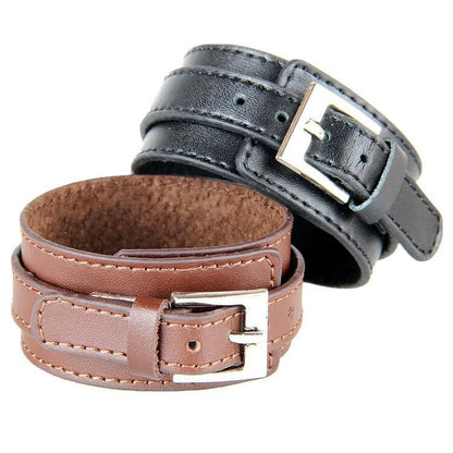 New Men Punk Wide PU Leather Belt Wristband Cuff Bracelet Bangle Adjustable