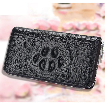 Men Women Crocodile Embossed Clutch Zip Long Wallet Phone Checkbook Organizer