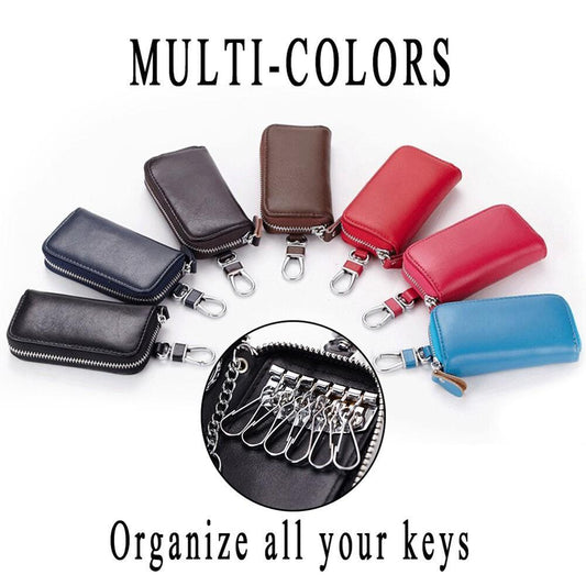 Men Women's Leather Key Holder Case Wallet Keychain Pouch Bag Zipper