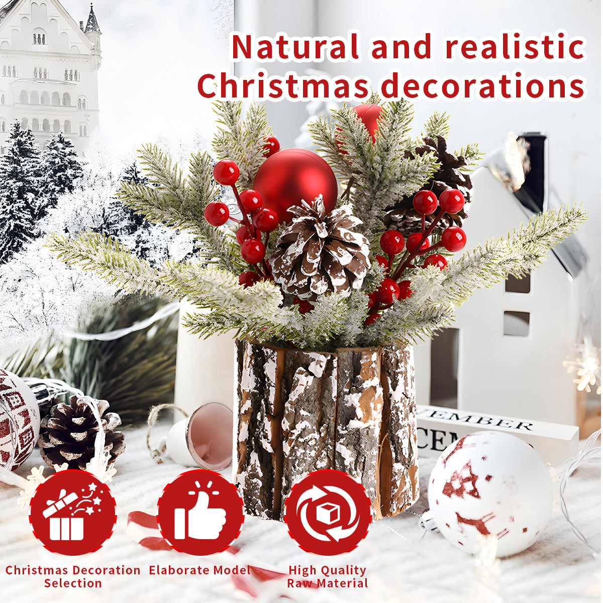 Table Christmas Tree Table Top Décor Mini Artificial Xmas Tree for Christmas Party Supplies Home Décor Ball
