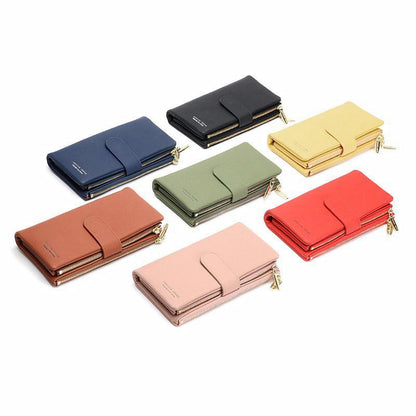 RFID Double-layer Women Leather Long Wallet Large Capacity Card Holder Wallet Clutch Purse