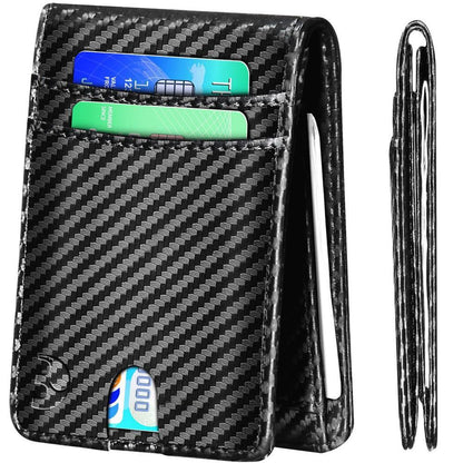 RFID Blocking CARBON FIBER Mens Wallet Purse Slim ID Credit Card Holder Billfold