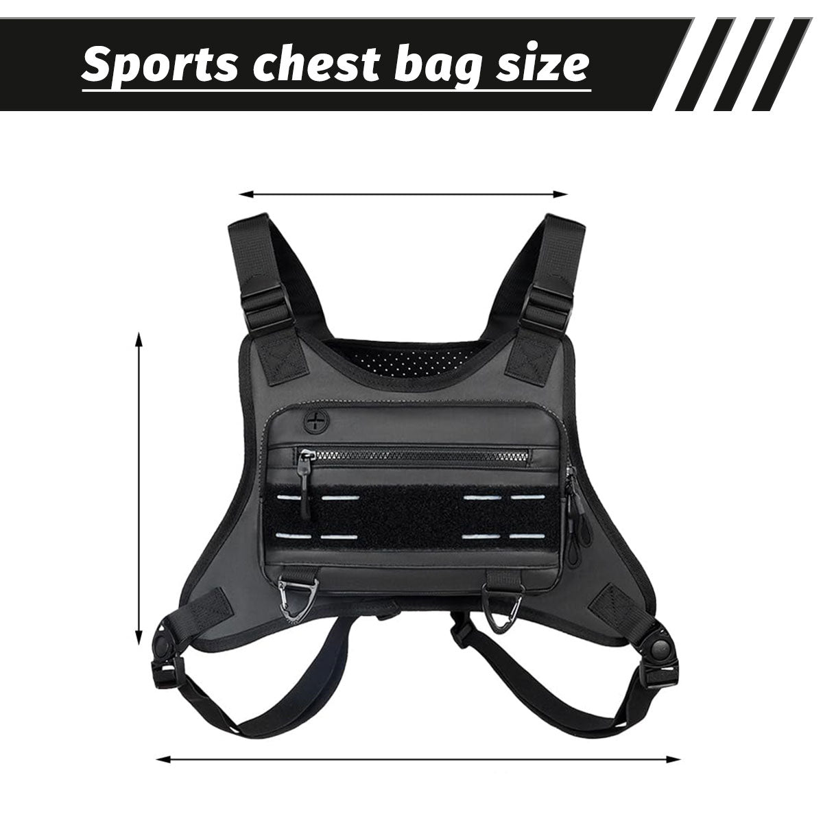 Sports Chest Bag for Men Water Resistant Lightweight Front Running Vest Bag With Phone Holder & Extra Storage for Workouts Cycling Black