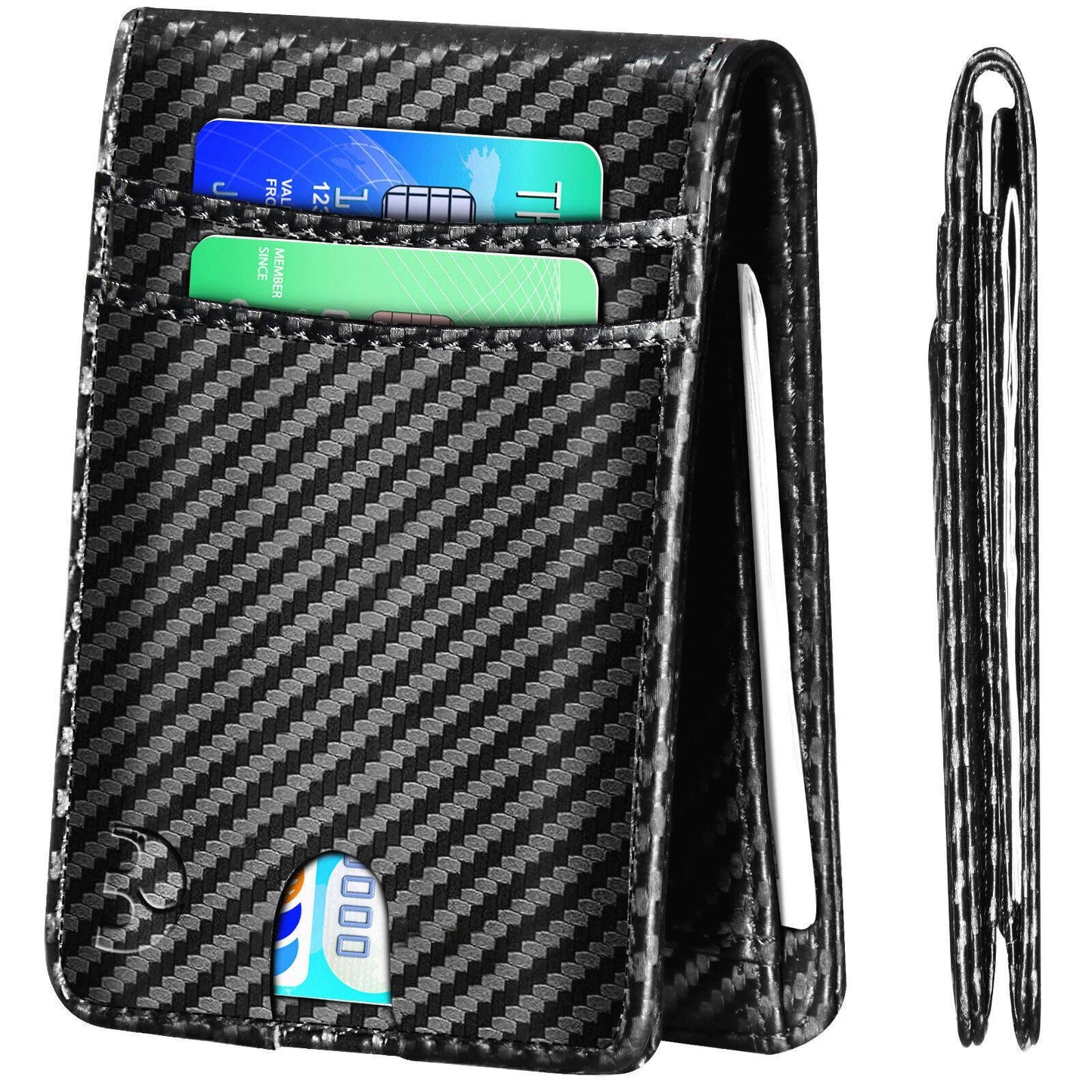 RFID Blocking CARBON FIBER Mens Wallet Purse Slim ID Credit Card Holder Billfold