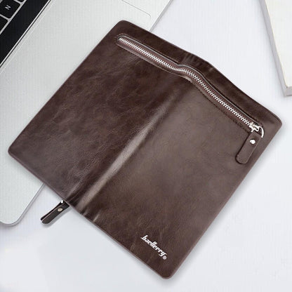 Men Business Bifold Leather Wallet ID Card Holder Zip Purse Long Clutch Billfold