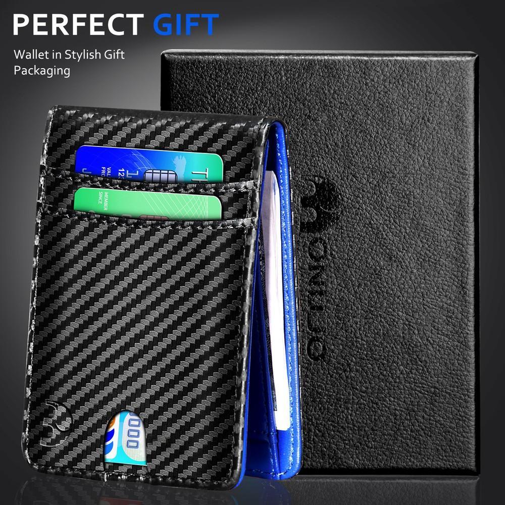 RFID Blocking CARBON FIBER Mens Wallet Purse Slim ID Credit Card Holder Billfold