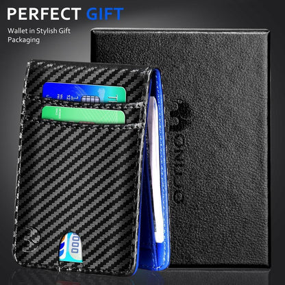 RFID Blocking CARBON FIBER Mens Wallet Purse Slim ID Credit Card Holder Billfold