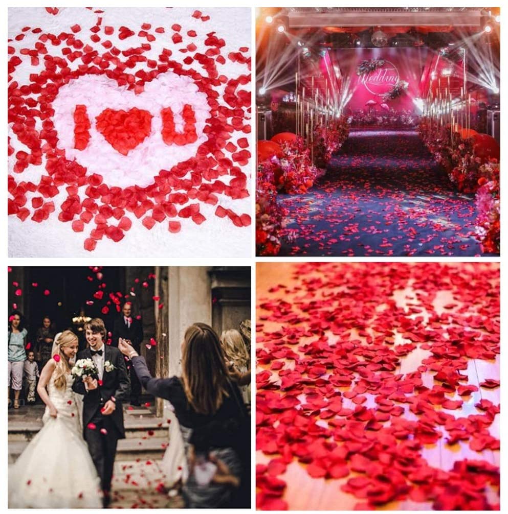 3000 Pcs Dark Red Silk Petals for Wedding, Romantic Night Party Decor Valentine's Day Hotel Home Party Flower Decoration