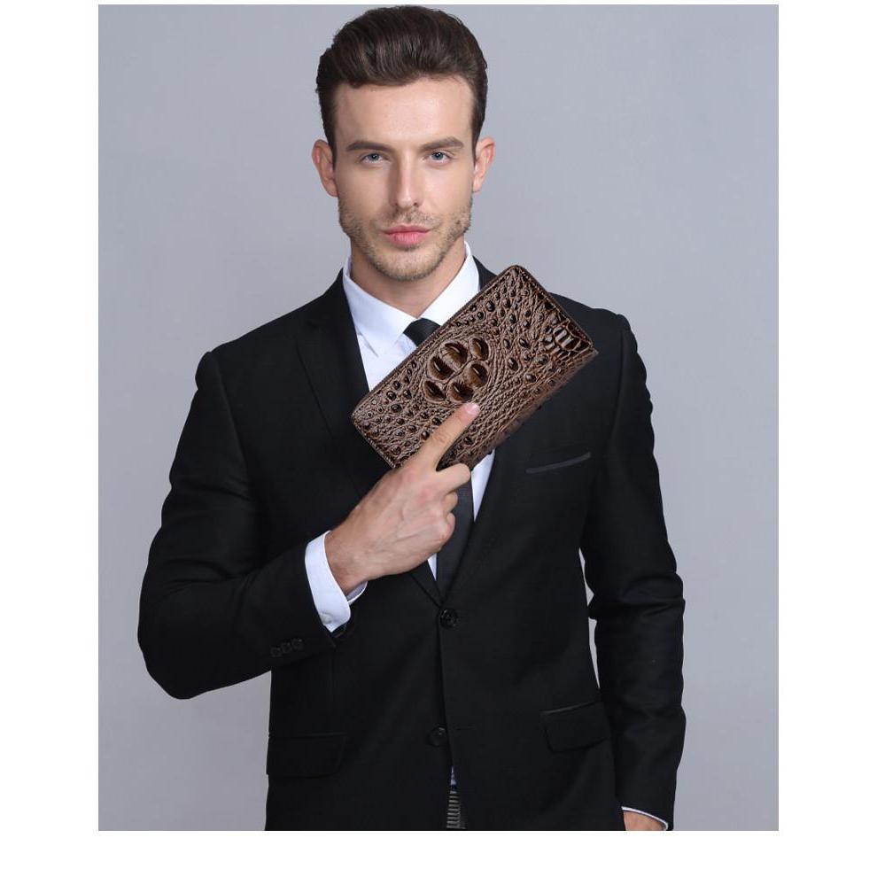 Men Women Crocodile Embossed Clutch Zip Long Wallet Phone Checkbook Organizer