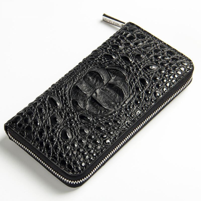 Men Women Crocodile Embossed Clutch Zip Long Wallet Phone Checkbook Organizer