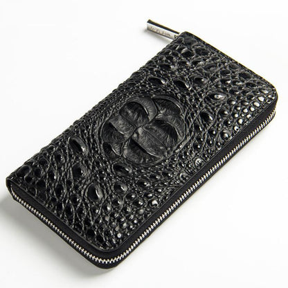 Men Women Crocodile Embossed Clutch Zip Long Wallet Phone Checkbook Organizer