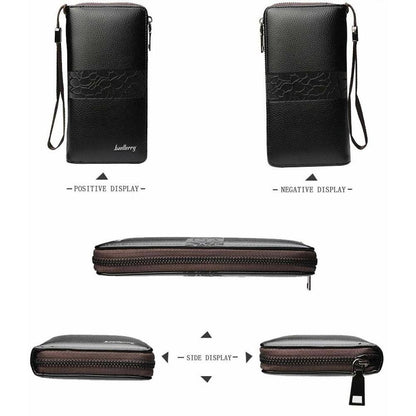 High Capacity Men's Business Clutch Wallet Long Zipper Card Holder Purse Handbag
