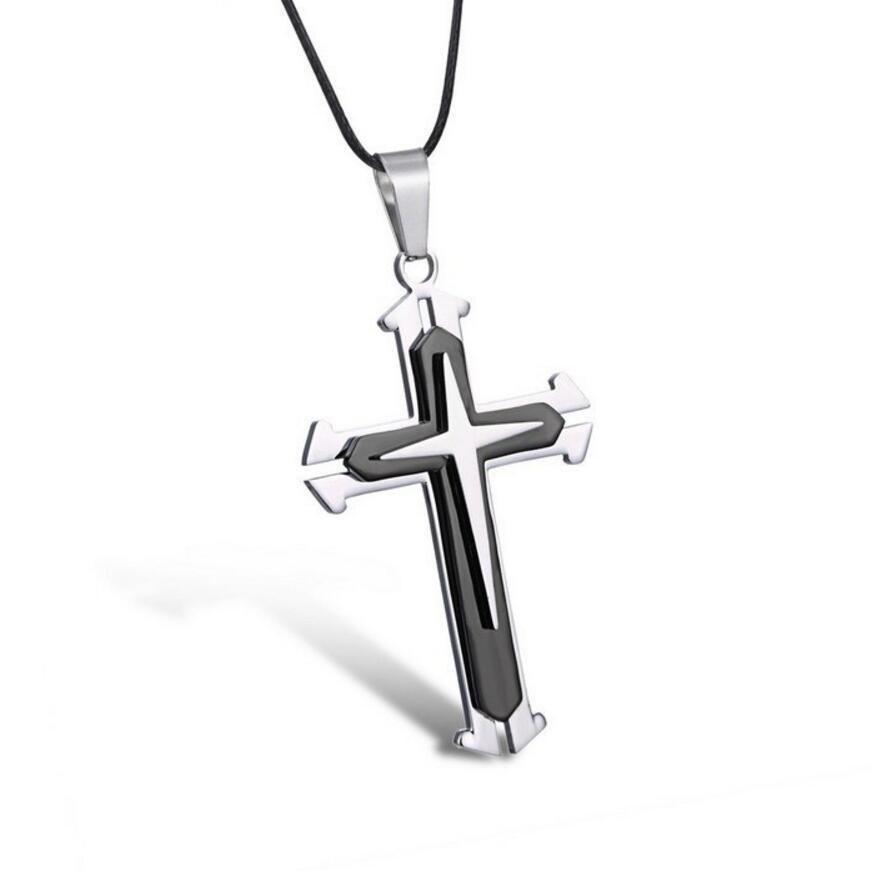 Unisex Men Stainless Steel Cross Pendant Necklace Chain Jewelry Xmas Gift