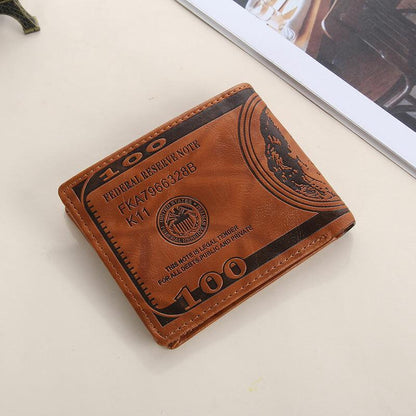 Men's US 100 Dollar Bill Leather ID Window Bifold Card Holder Wallet Purse US