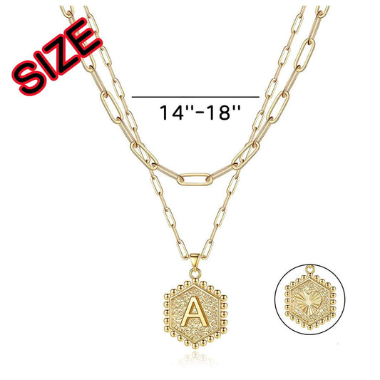 Layered Initial Necklaces for Women Gold Plated Dainty Layering Paperclip Choker Necklace