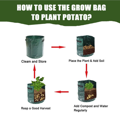 Garden Potato Grow Bags 10 Gallon Planting Bags Potato Planters with Flap and Handles Aeration Fabric Pots Heavy Duty 3 Pack