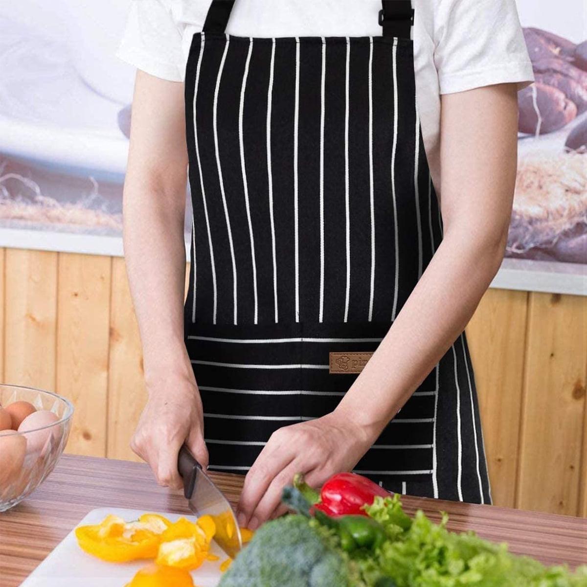 Kitchen Cooking Aprons for Women and Men Adjustable Chef Apron with Pockets 2 PCs Buckle Strap Comfortable