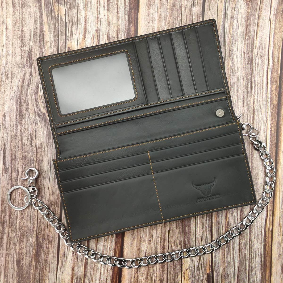 RFID Blocking Western Wallets for Men Biker Wallet with Chain Long Bifold Cowboy Wallet Star