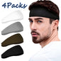 Kabuer Mens Headbands Sports Headband for Men Work Out Sweatband for Men Sweatband Sports Headband for Running Cycling Yoga Basketball Stretchy Moisture Wicking Unisex Hairband 4 Pack