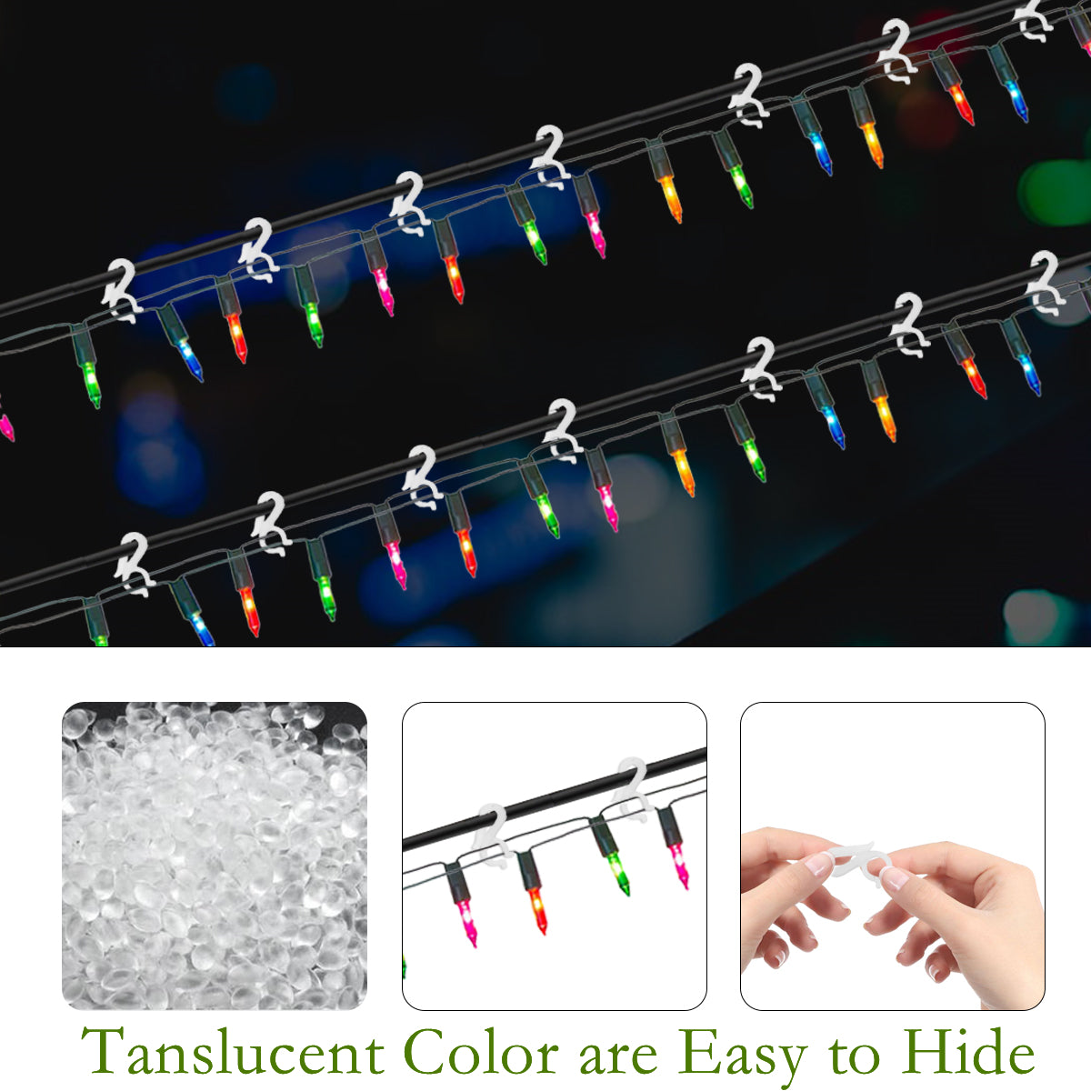 Christmas Light Clips Hooks Gutter Light Hooks Plastic for String Lights Holiday Outdoor Hanging Lights White 150 Pcs