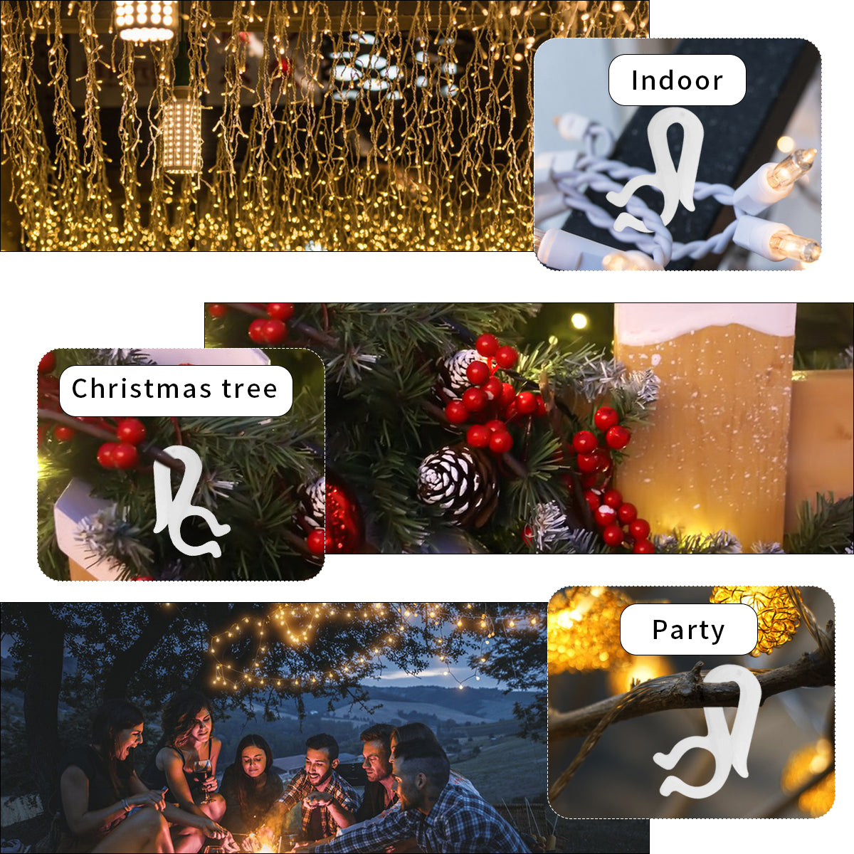 Christmas Light Clips Hooks Gutter Light Hooks Plastic for String Lights Holiday Outdoor Hanging Lights White 150 Pcs