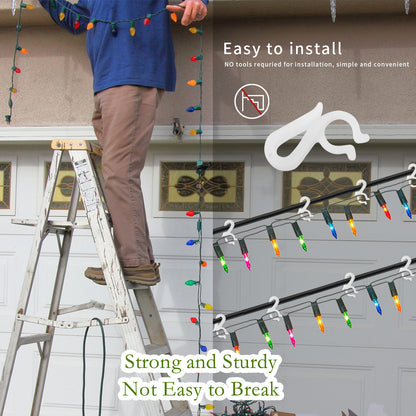 Christmas Light Clips Hooks Gutter Light Hooks Plastic for String Lights Holiday Outdoor Hanging Lights White 150 Pcs