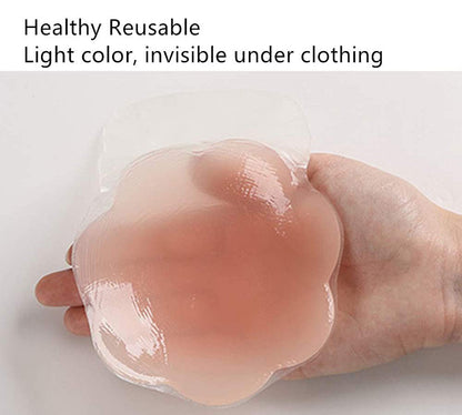 Nipple Covers Lift, Strapless Sticky Push up Reusable Silicone Tape Bra, Invisible Bras for Women & Girls Pink