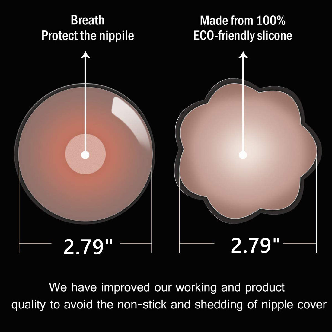 Nipple Cover Pasties Reusable Adhesive Invisible Breast Bra 5 Pairs Silicone Nippleless Bra Skin Covers for Women (Round+Petal)