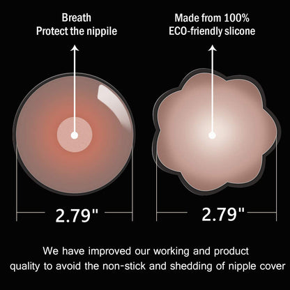 Nipple Cover Pasties Reusable Adhesive Invisible Breast Bra 5 Pairs Silicone Nippleless Bra Skin Covers for Women (Round+Petal)