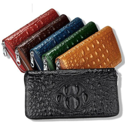 Men Women Crocodile Embossed Clutch Zip Long Wallet Phone Checkbook Organizer