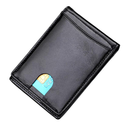 RFID Men's Leather Slim Bifold Money Clip Wallet Front Pocket Credit Card Holder