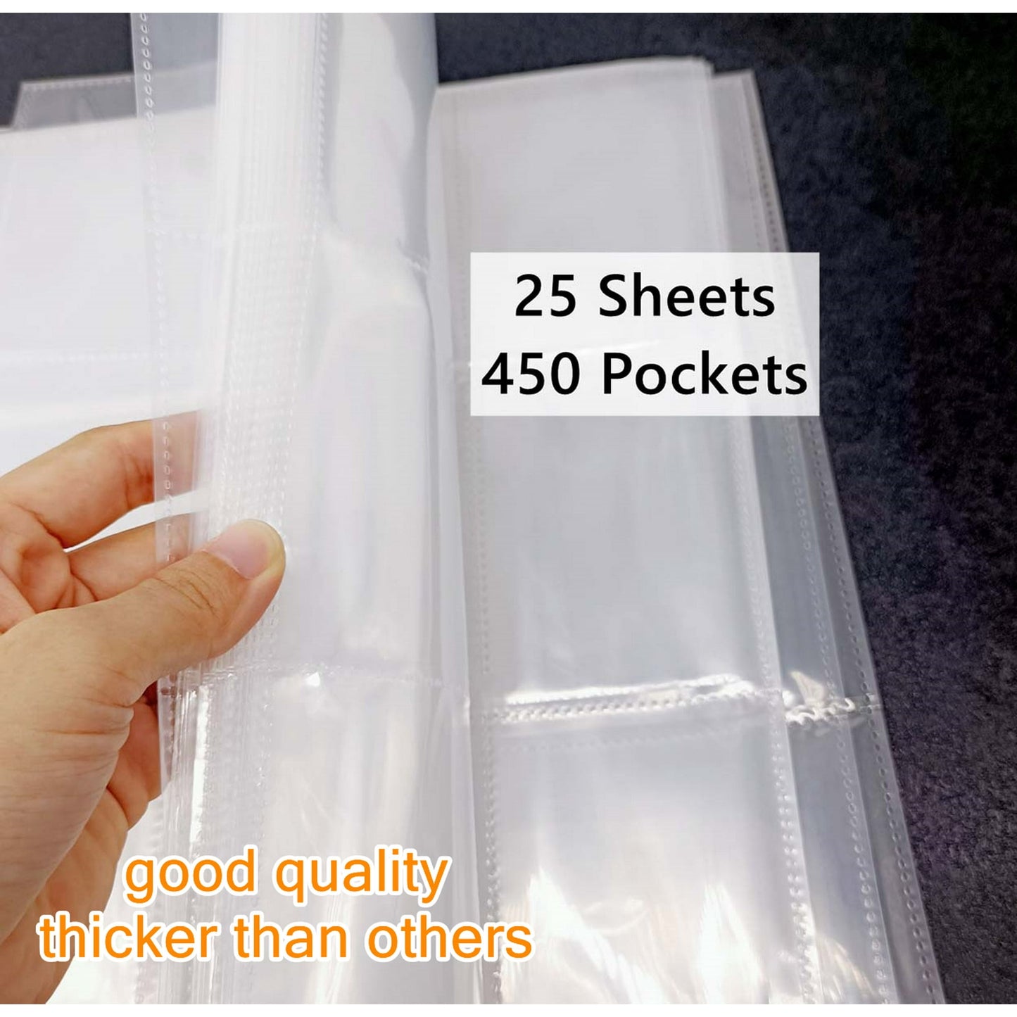 Kabuer Card Sleeves 9 Pocket Page Protector, Trading Card Sleeves Double-sided Baseball Binder Sleeves, for Coupon, Sport Cards, Game Cards, Business Cards 25PCS